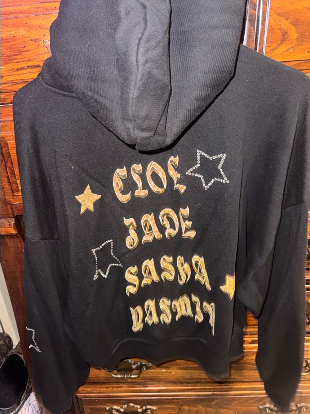 Women’s Bratz x Forever21 Black Embellished Hooded Sweatshirt w/Gold Letters